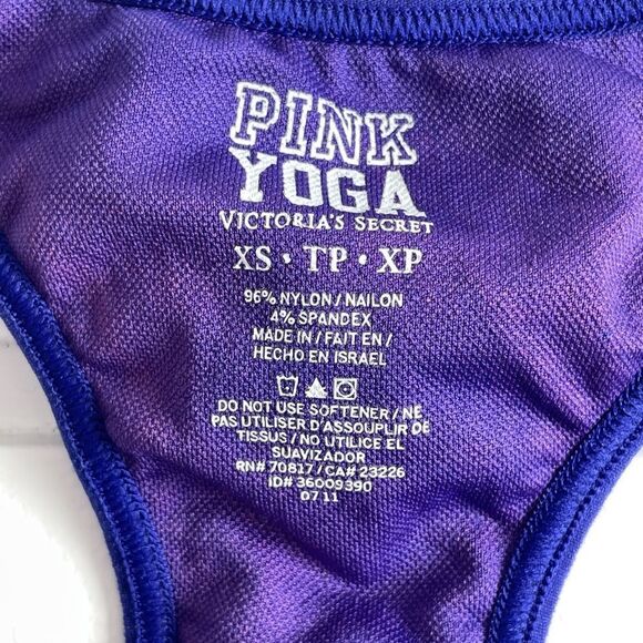 Pink Victoria's Secret YOGA Racer Back Sports Bra Women's Size XS Purple Tie Dye - Picture 3 of 3